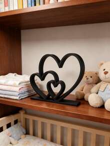 1pc Heart-Shaped Statue, Minimalist Black And White Design, Love Statue Decor, Bookshelf/Desk Ornament, Holiday/Housewarming Gift, Home Decor, Suitable For Nursery, Bedroom, Nursing Room - Multicolor - View 6