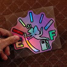 1pc Pink Funny Butterfly Angel Fuel Tank Cap Sticker - Laser Holographic Material, JDM - 1pcs - View 7