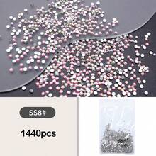 1 Pack/2 Packs Rhinestone DIY Sticker, Crystal Glass Flat Bottom Multi-Faceted AB Iridescent Rhinestones, Clothing Decoration Accessories - AB Color - View 16