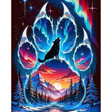 EMIEAUFG Wolf Diamond Art Kits For Adults, Wolf Paw Snow Scenery Diamond Painting Kit For  And Beginners, 5D Round Full Drill Craft, Home Wall Decor 12\ X 16\ - SR79 - 查看 1