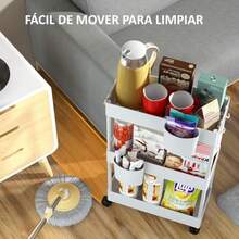 Timotech Carrito de Almacenamiento Delgado con Ruedas Carrito Organizador de Baño de 3 Niveles Carrito rodante para baño Lavandería Cocina Ideal para Espacios Estrechos Blanco - blanco - Ver 7