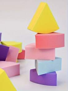 8pcs Multi-Functional Triangle Fan-Shaped Makeup Sponges, Expand Upon Contact With Water, Suitable For Wet & Dry Use Foundation Powder Puff - Multicolor - View 3