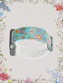 1条柔软、弹性、透气的花卉图案腕带，适用于三星、佳明、荣耀智能手表，尺寸可选38mm、40mm、41mm、42mm、46mm、45mm、44mm、49mm；时尚休闲多色硅胶表带，兼容苹果手表Ultra SE/11/10/9/8/7/6/5/4/3/2/1 - 彩色 - 查看 5