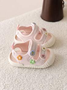 1 Pair Baby Sandals, Sweet & Breathable Soft Bottom Anti-Slip Summer Infant Toddler Girl Walking Shoes - Pink - View 5