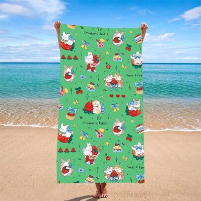 Toalla/Esterilla de playa de microfibra súper absorbente y de secado rápido de 250 g/m² con estampado de los personajes de dibujos animados Kitty y Kuromi, adecuada para la playa, yoga, viajes, camping, natación, picnic, en tamaño grande de 70*140cm o 90*180cm