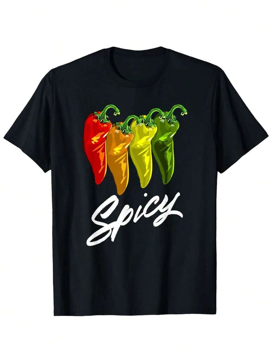 Chili Pepper T Shirt - Black - View 1