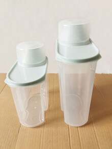 2pcs/1pc (Large & Small Set) Airtight Rice Storage Container With Measuring Cup, Transparent Plastic Canister For Grains, Cereals, Pet Food, Moisture Proof Sealed Rice Bin - Multicolor - View 10