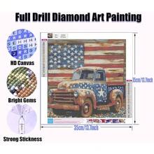 Dlylust Flag Diamond Art Painting Kits For Adults - Full Drill Diamond Dots Paintings For Beginners, Round 5D Paint With Diamonds Pictures Gem Art Painting Kits DIY Crafts Kits 14x14nch - 旗幟 - 查看 4