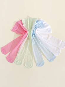 4 Pairs Baby Girls' Sweet & Cute Jacquard Breathable Tights, Infant Anti-Snag Anti-Mosquito Dance Stockings, Spring/Summer - Multicolor - View 4