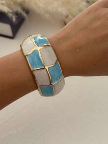 1件糖果色珐琅质感合金手镯，适合女性日常通勤、朋友聚会、浪漫节日、街拍、时装秀等场合佩戴（手镯的纹理和颜色可能与实物略有不同） - 彩色 - 查看 18