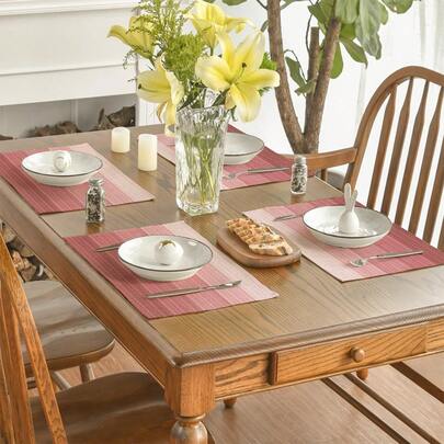 4 piezas/6 piezas Mantel de degradado, decoración moderna para sala de estar y mesa de comedor, individuales lavables, manteles de mesa de cocina, resistentes al calor, decoración de mesa adecuada para fiestas en el hogar, mesas de camping al aire libre, mesa de café, decoración del hogar para primavera y verano