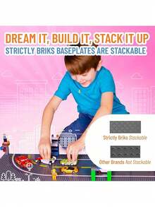 EstiloTendenciaStrictly Briks - Compatible Con Bloques De ConstruccióN  Placas De Carretera De 25.4 X 25.4 Cm, Paquete De 4 Placas Base De Ladrillo Para City Road, Street, Race Track, TamañO CláSico (2 RectosCalidad PremiumVersióN Mejorada - 4 caminos curvos - Ver 6