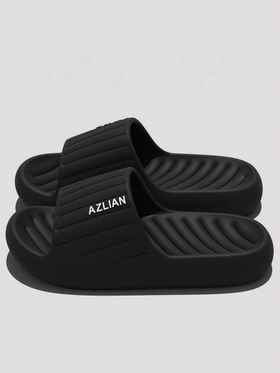 女士拖鞋，新款夏季室内家居防滑浴室情侣EVA人字拖，户外穿着 - 黑色 - 查看 1