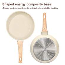 石纹压铸铝煎锅，平底煎锅，家用厨房煎锅，适用于煎蛋，不粘锅，牛排煎锅和炒菜锅，通用款 - 白色 - 查看 8