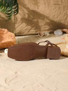 女士高跟玛丽珍凉鞋，休闲时尚方头可调节搭扣套脚舒适户外正式芭蕾舞鞋高跟凉鞋，棕色 - 棕色 - 查看 6