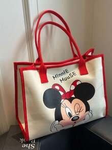 Disney Donald Duck &  Mouse Print Canvas Tote Bag, Large Capacity Casual Commuter Shoulder Bag, Fashion Lightweight Cartoon Bag For Women, Students, Holiday Gift - Multicolor - View 11