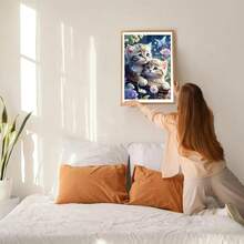 GDYEEH DIY 5D Kitten Diamond Art Painting Kits, Flowers Full Round Drill Sparkling Diamond Painting Picture, Cute Cats Diamond Painting Art Craft Kits For Adults Beginners, Home Wall Decor 12x16inch - USGD089 - 查看 6
