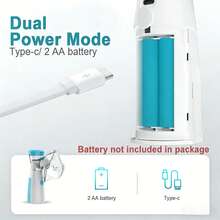 Nebulizer, Portable Nebulizer Machine For Adults & Kids, Mesh Nebulizer With Adjustable Mist, Masks & USB Power, For Breathing Relief & Facial Hydration - Blue and White - View 5