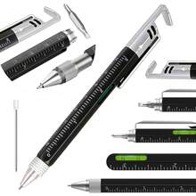 两件套多功能工具笔 - 包括一字螺丝刀、水平仪、尺子、手机支架和触控笔。笔内含墨水笔芯。是日常携带的理想之选。 - 彩色 - 查看 3