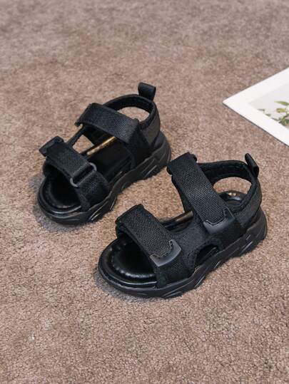 2022 Summer New Kids Sandals, Toddler Solid Soft Bottom Beach Breathable Mesh Hook And Loop Shoes