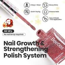 Beetles Glitter Nail Polish Set, 6 Color Silver Pink Gold Red Brown Black Quick Air Dry Nail Polish Natural Elegant Nail Lacquer Manicure DIY Nail Art Salon Valentines Gifts For Women - ColorR - 查看 2