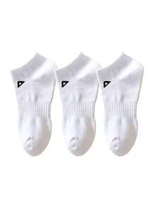 20/15/12/10/5/3/1 双装舒适透气男士短袜，三角形装饰踝袜，隐形袜，双线防滑设计，白色/黑色，低帮袜，吸湿排汗，柔软透气，适合商务、休闲、居家、运动、学院风等场合，四季皆宜，颜色随机发货 - 彩色 - 查看 3