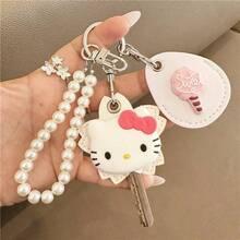 SANRIO 1 szt. Uroczy uchwyt na karty z motywem kreskówkowym, brelok, uchwyt na kartę dostępu, wodoodporny uchwyt na kartę społecznościową z czujnikiem, osłona ochronna windy, odpowiedni na święta, urodziny, rocznice, walentynki, do noszenia na co dzień, portfel, wisiorek, dekoracja plecaka, praktyczny i uroczy zestaw akcesoriów, upominek na imprezę, ochraniacz na klucze - Wielokolorowe - Zobacz 8