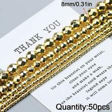 30/50/100/200/300颗水镀圆形切割珠子，钻孔刻面珠子，手工DIY首饰制作材料，手工串珠，赤铁矿，项链散珠 - diy - 查看 13