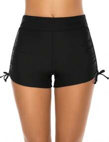 Women's Swim Shorts High Waisted Bathing Suit Bottoms Swimsuit Shorts Swimwear Bikini Board ShortsA Valentine's Day SAOI - 黑色 - 查看 6