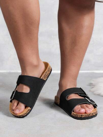 Wide Fit Men's Summer Sandals, Unisex Outdoor Casual Shoes, Equipped With Metal Double Buckle, Providing Larger Size Options. Fashionable Design With Adjustable Straps For Comfortable Wear. These Stylish Beach Slippers Are Made Of High-Quality Retro Solid Colors, Easy To Wear.