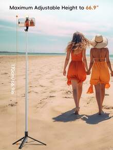 1.7m New Bluetooth Selfie Stick, 10m Wireless Remote Control, 360° Rotatable & Detachable Phone Holder, Reinforced Frame, Stable Tripod Stand, Live Streaming Equipment, Alloy Material, With LED Fill Light, Adjustable & Extendable, Compatible With IPhone 17/16/15/14/13/12, S25/S24/S23/S22/S21/S20 And Cameras, DSLR Camera Fill Light - one-size - View 7