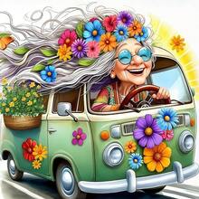 Dlylust Old Lady Diamond Art Painting Kits For Adults - Full Drill Diamond Dots Paintings For Beginners, Round 5D Paint With Diamonds Pictures Gem Art Painting Kits DIY Crafts Kits 14x14inch - 老太太 - 查看 1