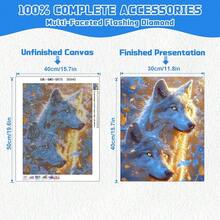 EMIEAUFG Wolf Diamond Art Kits For Adults, Two Golden Wolves Diamond Painting Kit For  And Beginners, 5D Round Full Drill Craft, Home Wall Decor 12\ X 16\ - SR75 - 查看 4