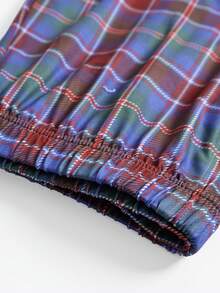 Bộ 4 quần pajama nam in họa tiết kẻ caro, kiểu dáng rộng rãi thoải mái. - Màu xanh lam - Xem 10