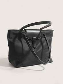 Bolso de hombro/axila minimalista de gran capacidad, casual, versátil y ligero, adecuado para ir al trabajo, salidas diarias, estilo coreano/japonés - Negro - Ver 2