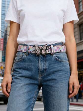 1 st Y2K-stil färgglatt fjärilsmönstrat modebälte för kvinnor, lämpligt för kjolar, klänningar, jeans, fester, galor, sammankomster, konserter, Halloween, alla hjärtans dag, mors dag, presenter, examensceremonier