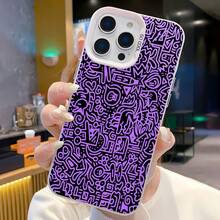 Funda para teléfono con diseño de arte abstracto en tonos morados. Compatible con fundas para teléfonos ,  17,  16 Pro Max,  15 Pro Max,  13 y  12. Fabricada en TPU, ofrece protección contra golpes y caídas. Un regalo ideal para familiares, amigos, parejas, novios/novias y para San Valentín. - Plateado - Ver 6