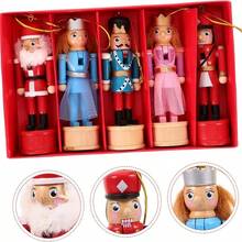 MERRYXMAS 5pcs - Holiday Nutcracker Soldier Ornaments (The Nutcracker Family), Traditional Wooden Craft Figurines, Perfect For Desks/Bookshelves Creative Holiday Home Decor, Classic Seasonal Decorations & Thoughtful Gifts - Multicolor - View 2