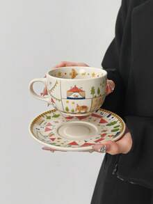 一套可爱的马戏团陶瓷杯碟，优雅的下午茶餐具，茶杯，冷饮杯，适合居家、办公等场合，完美礼物，收藏装饰品 - 彩色 - 查看 14