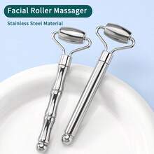 1pc Stainless Steel Facial Massage Roller Tool, Metal Face Roller, Metal Gua Sha, Facial Massage Tool For Reducing Puffiness, Promoting Lymphatic Drainage, Relieving Facial Tension, Skincare Facial Massager - Silver - View 7