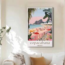 Framed Copacabana Brazil Poster, Vibrant Beach Wall Art For Tropical Travel Decor. Idear Gift For New Year, Thanksgiving And Christmas – Perfect Art For Home Decor, Living Room, Kitchen, Bathroom & Room Decor. - Đóng khung - Xem 4
