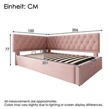 Single Bed 90x200cm, Sofa Bed With Hydraulic Storage, Velvet, Without Mattress, Multicolour Optional. - Pink - View 10