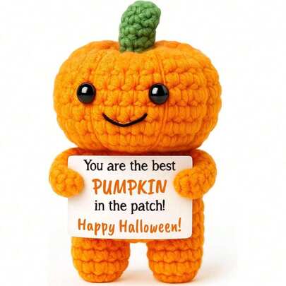 1个迷你南瓜万圣节Boo篮填充物礼物，适合儿童、女士和男士，幽灵篮填充物万圣节装饰品，适合年轻女孩和男孩，感恩节装饰品，手工钩织南瓜装饰品。