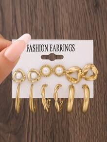 22-10pcs Fashionable Bohemian Style Metal Women Earrings Set, Geometric Exaggerated Design Jewelry Suitable For Daily, Party Wear, Holiday Gift