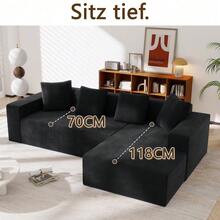 Sofas & Couches - Black + Corduroy + Foam + 3 Seat - View 4