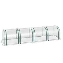 Tunnel Greenhouse, 4 Zippered Windows, Steel Frame, Sturdy And Transparent Cover, 395 X 100 X 80 Cm