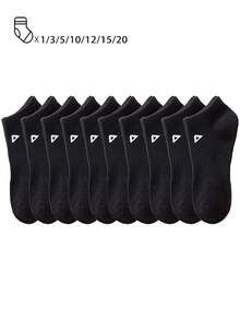 20/15/12/10/5/3/1 双装舒适透气男士短袜，三角形装饰踝袜，隐形袜，双线防滑设计，白色/黑色，低帮袜，吸湿排汗，柔软透气，适合商务、休闲、居家、运动、学院风等场合，四季皆宜，颜色随机发货 - 彩色 - 查看 9
