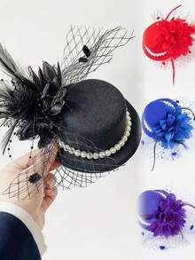 HITYfascinator 1pc Fascinator Bow Elegant Court Style Party Polyester Fiber (Polyester) Hair Clip For All Seasons - New Style - View 10