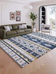 1pc Bohemian Style Large Area Rug, New Faux Wool Washable Bottom Indoor Carpet, Living Room Rug, Sofa Rug, Bedroom Rug, Bedside Anti-Slip Mat, Dining Room Kitchen Rug, Office Chair Pad, Entryway Doormat, Outdoor Picnic Mat, Outdoor Camping Blanket - Multicolor-5 - View 14