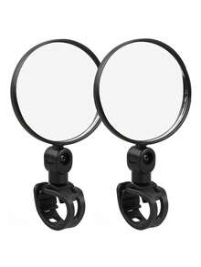 1/2pcs Fit Convex Bicycle Rearview Mirrors - Clear, Reflective, Adjustable For Mountain & Electric Bikes, Balance Bike Compatible, Black Rubber Round Mirror With 360° Rotation For Enhanced Cycling Safety, Bike Accessories - Multicolor - View 13